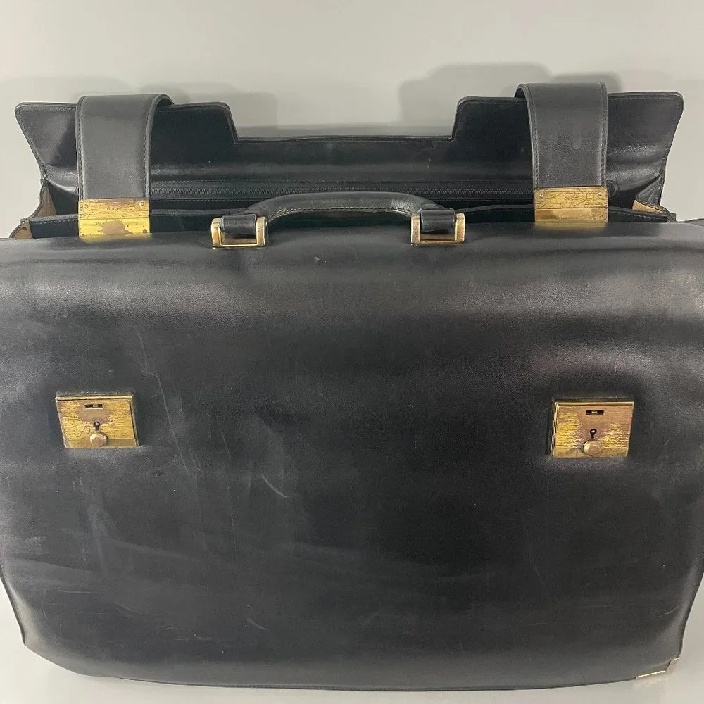 💯% Authentic GUCCI Vintage 50's-60's Men's Black Leather Doctor Bag/Briefcase